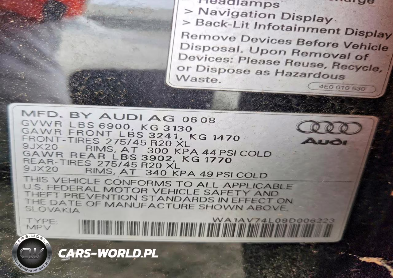 2009 Audi Q7 Prestige VIN:WA1AV74L09D006223 - 13