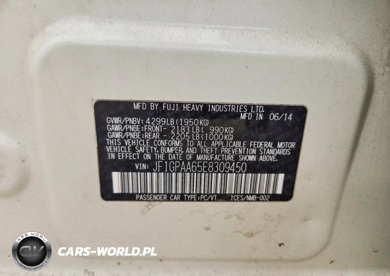 2014 Subaru Impreza VIN:JF1GPAA65E8309450 - 12
