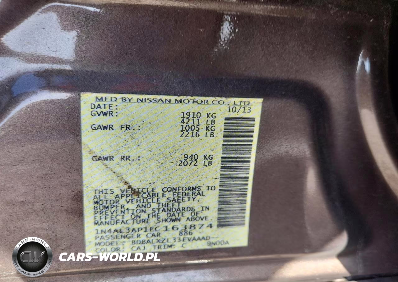 2014 Nissan Altima 2.5 Sl VIN:1N4AL3AP1EC163874 - 12