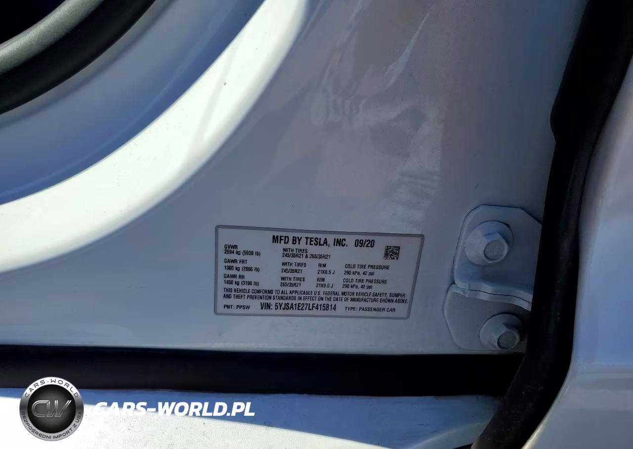 2020 Tesla Model S VIN:5YJSA1E27LF415814 - 12