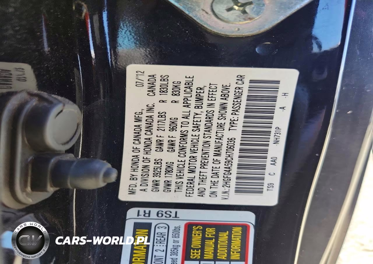 2012 Honda Civic Si VIN:2HGFG4A59CH706036 - 12