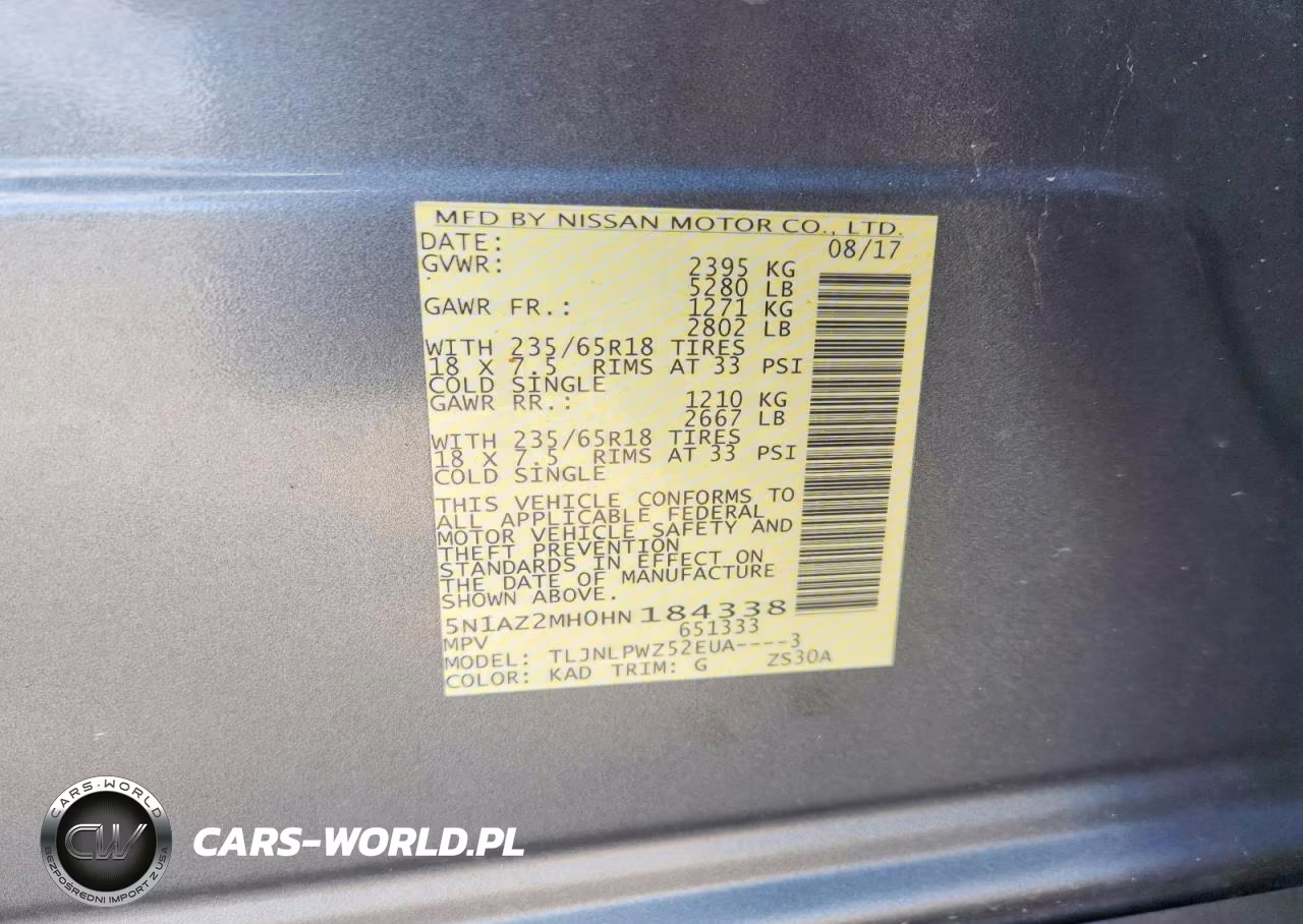 2017 Nissan Murano S VIN:5N1AZ2MH0HN184338 - 13