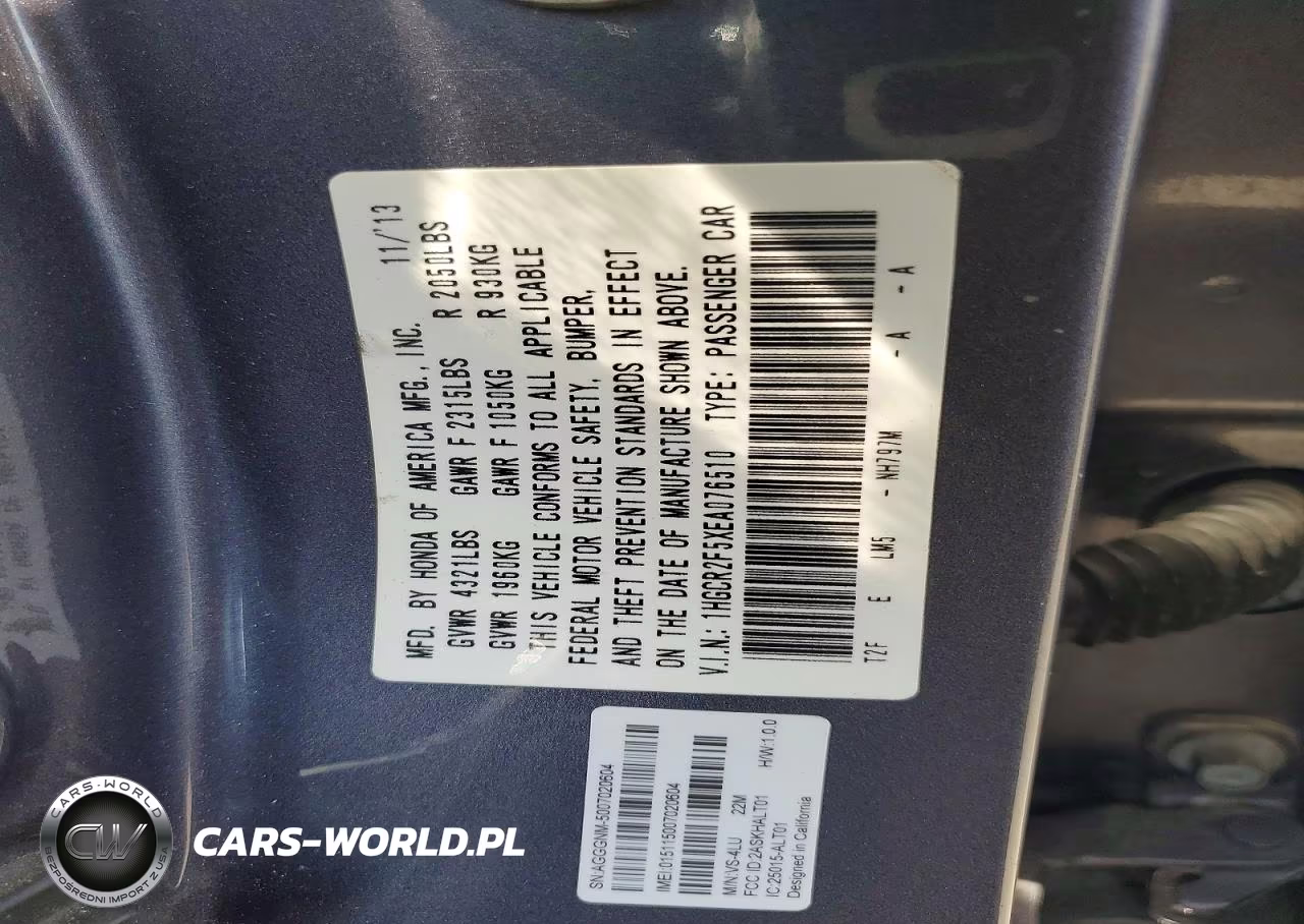 2014 Honda Accord Sport VIN:1HGCR2F5XEA076510 - 13