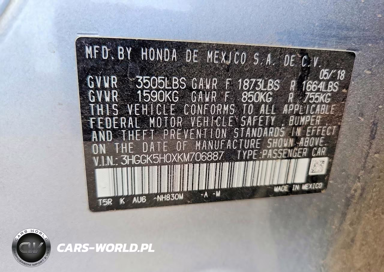 2019 Honda Fit Exl VIN:3HGGK5H0XKM706887 - 13