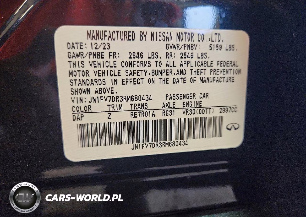 2024 Infiniti Q50 Red Sport 400 VIN:JN1FV7DR3RM680434 - 12