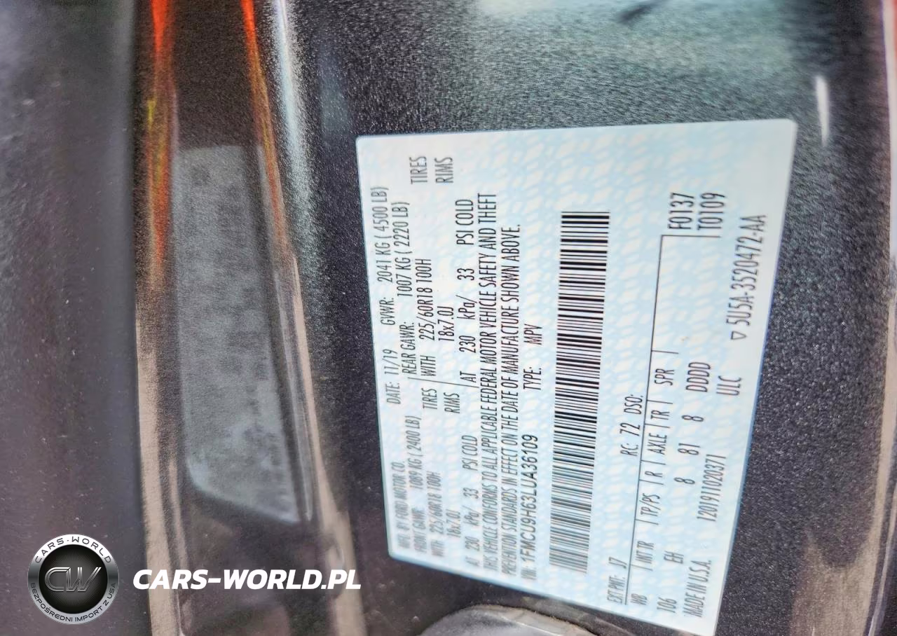 2020 Ford Escape Sel VIN:1FMCU9H63LUA36109 - 12