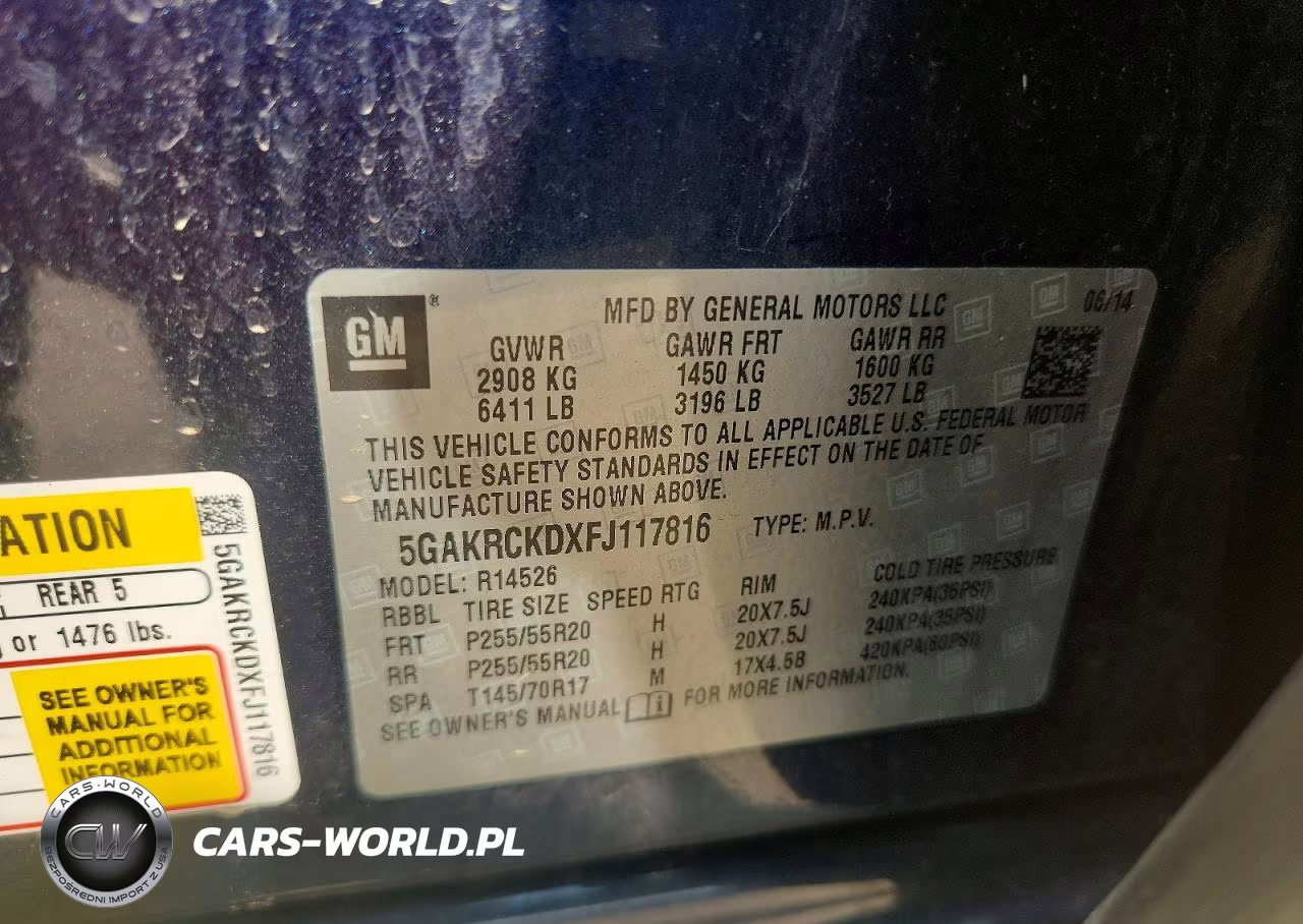 2015 Buick Enclave VIN:5GAKRCKDXFJ117816 - 14