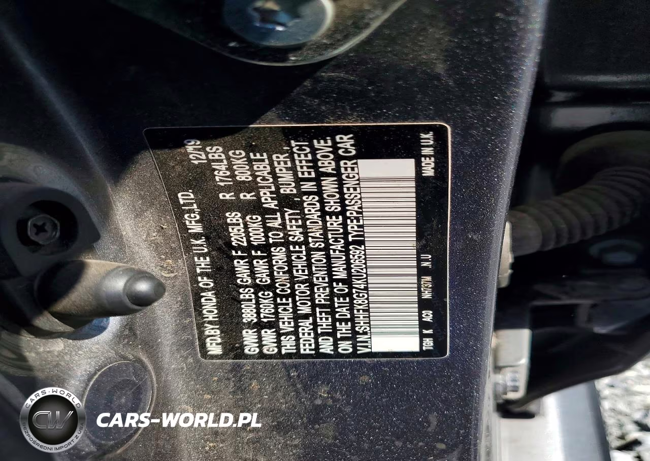2019 Honda Civic Type-R Touring VIN:SHHFK8G74KU206592 - 12