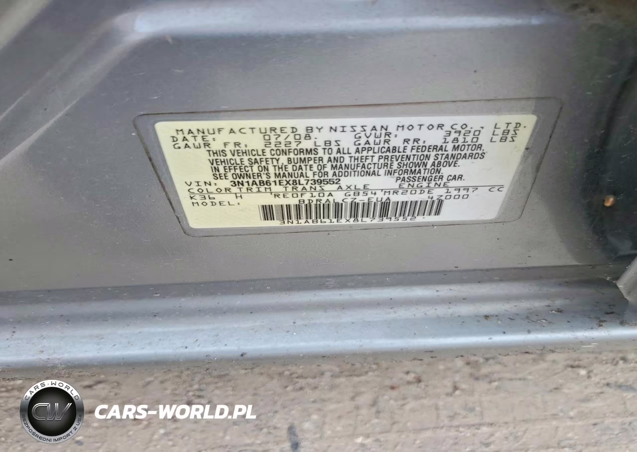 2008 Nissan Sentra 2.0 VIN:3N1AB61EX8L739552 - 12