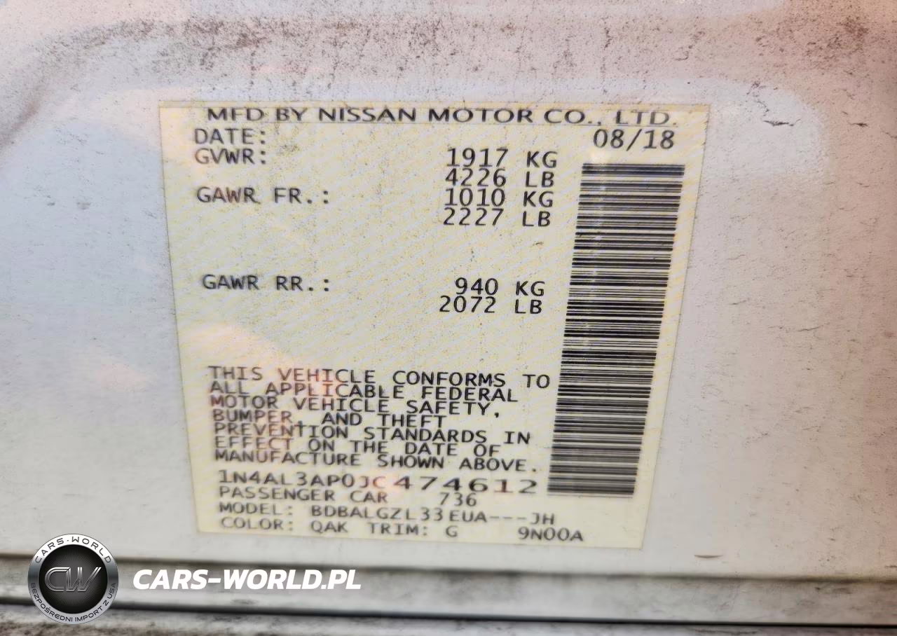 2018 Nissan Altima 2.5 S VIN:1N4AL3AP0JC474612 - 13