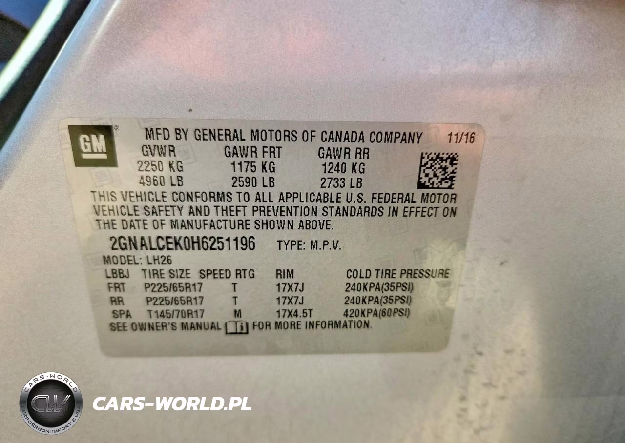 2017 Chevrolet Equinox Lt VIN:2GNALCEK0H6251196 - 13
