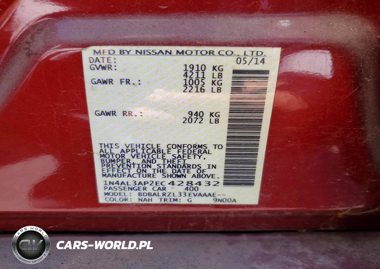 2014 Nissan Altima 2.5 S VIN:1N4AL3AP2EC428432 - 12
