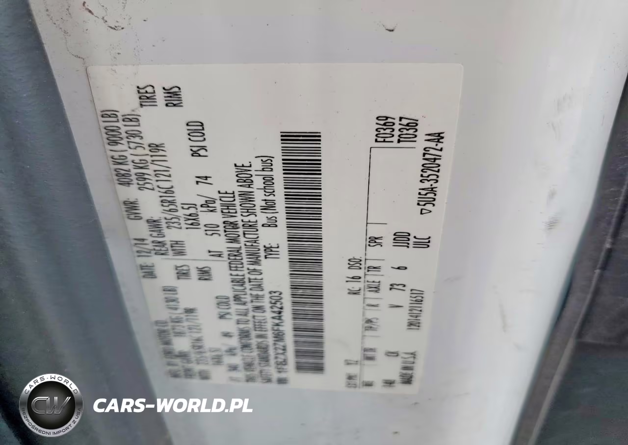2015 Ford Transit T-350 VIN:1FBZX2ZM6FKA42503 - 13
