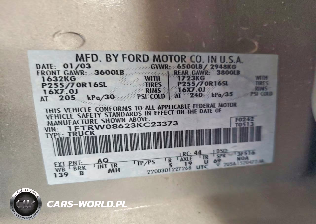 2003 Ford F150 Supercrew VIN:1FTRW08623KC23373 - 12
