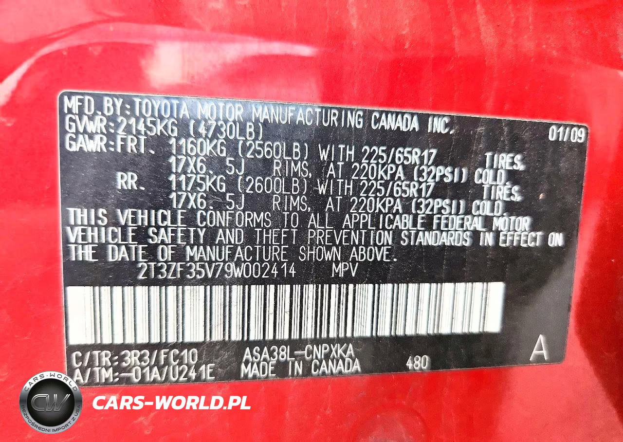 2009 Toyota Rav4 Base VIN:2T3ZF35V79W002414 - 13