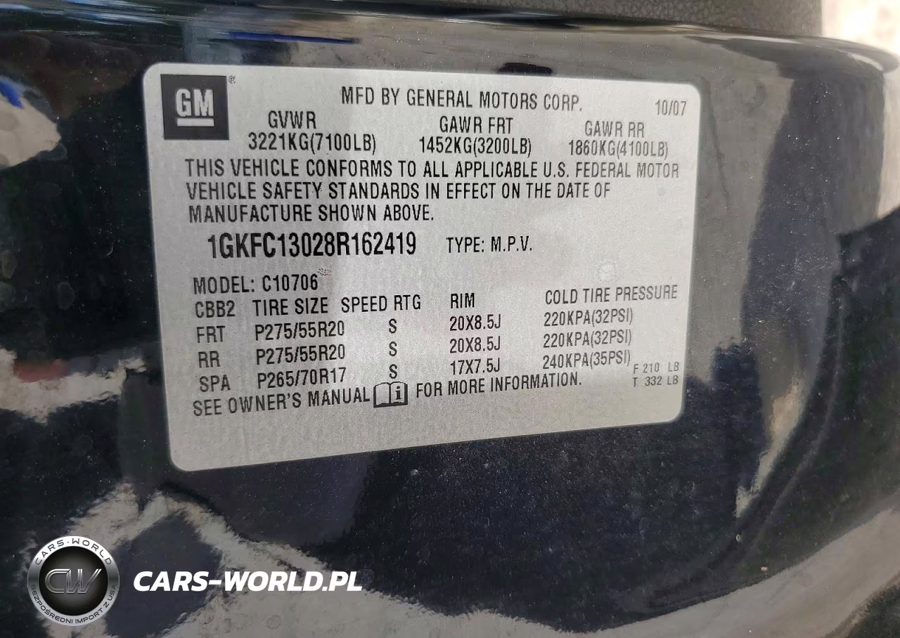 2008 GMC Yukon VIN:1GKFC13028R162419 - 13