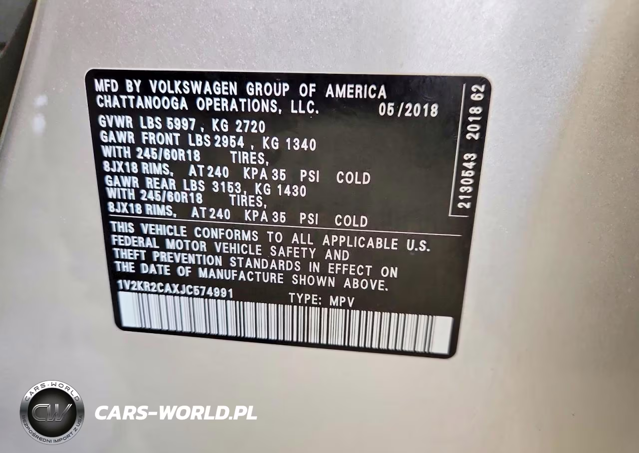 2018 Volkswagen Atlas Se VIN:1V2KR2CAXJC574991 - 13
