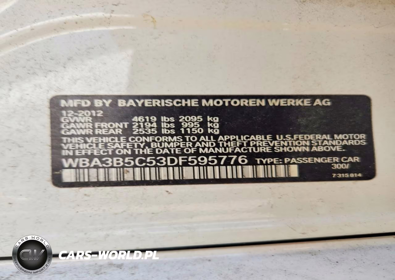 2013 BMW 328 Xi Sulev VIN:WBA3B5C53DF595776 - 12