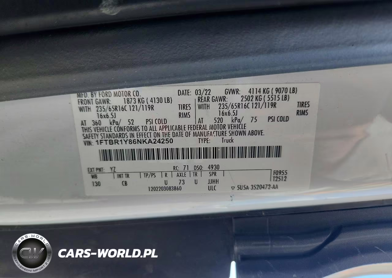2022 Ford Transit T-250 VIN:1FTBR1Y86NKA24250 - 14