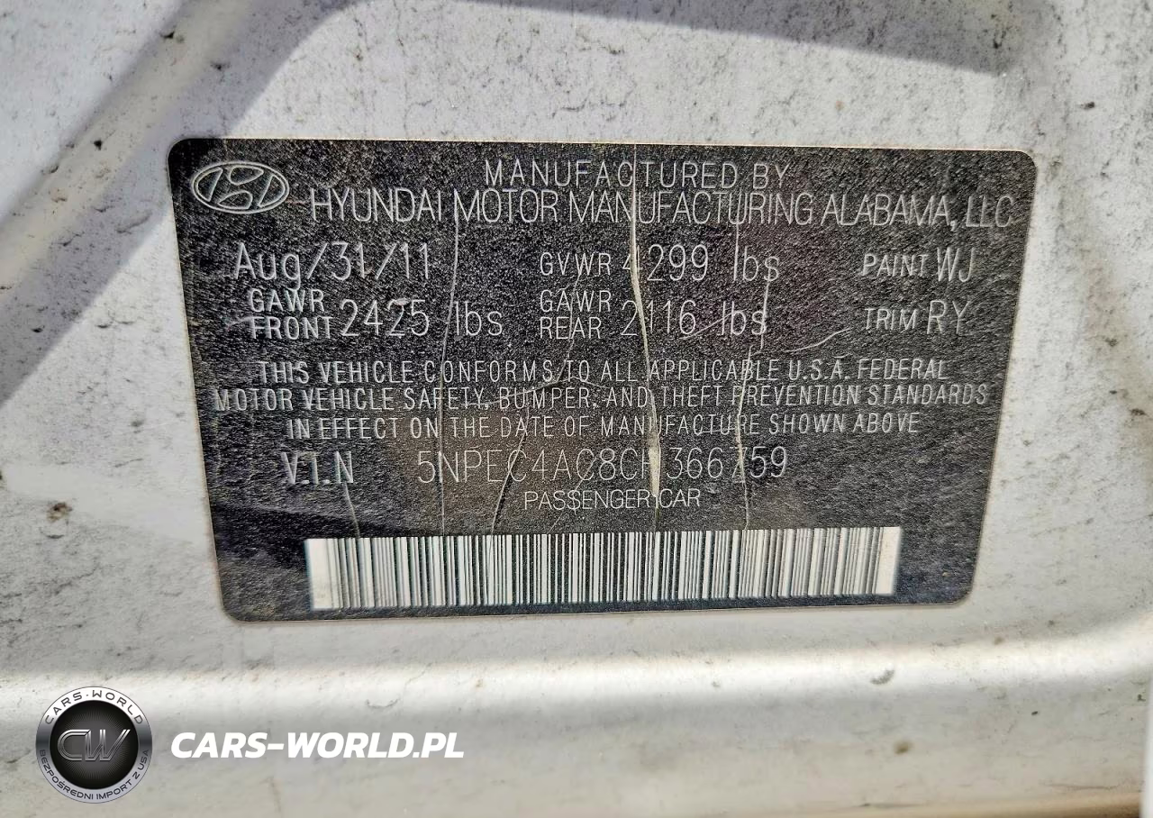 2012 Hyundai Sonata Se VIN:5NPEC4AC8CH366759 - 12