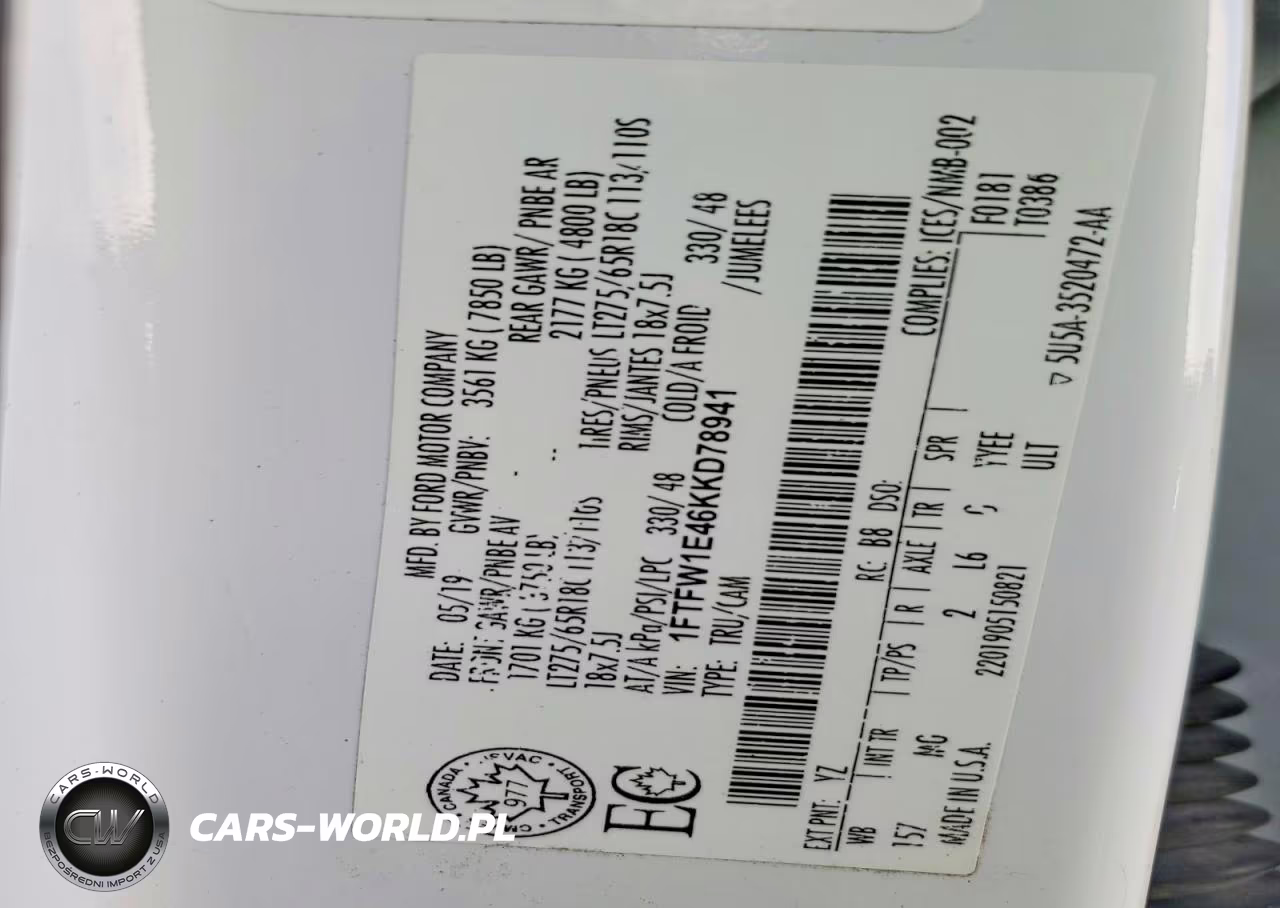 2019 Ford F150 Supercrew VIN:1FTFW1E46KKD78941 - 13