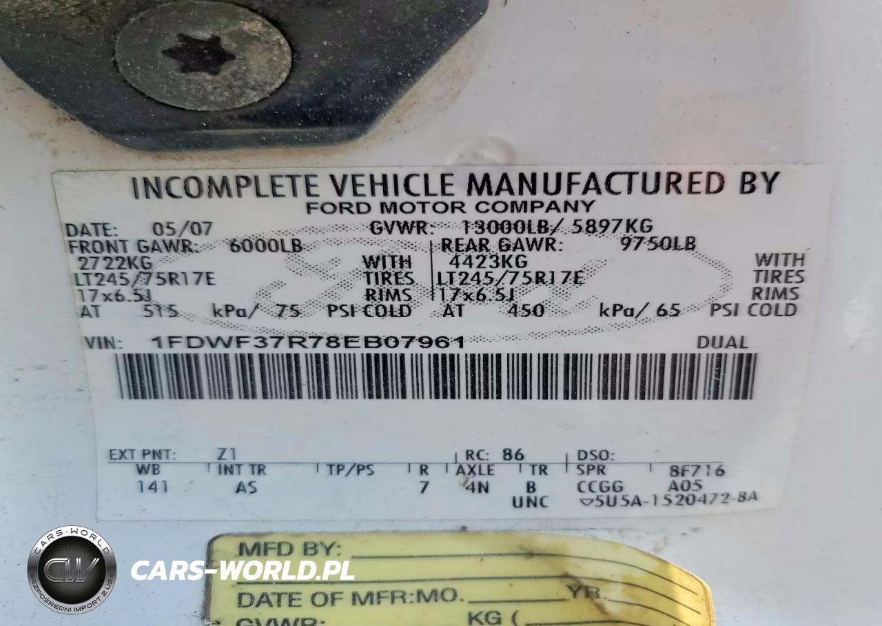 2008 Ford F350 Super Duty VIN:1FDWF37R78EB07961 - 12