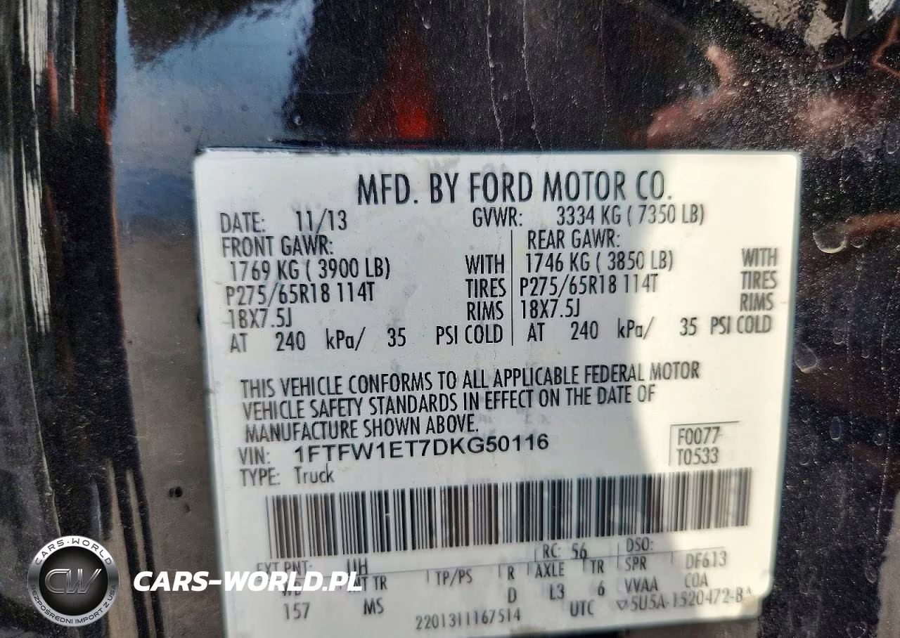 2013 Ford F150 Supercrew VIN:1FTFW1ET7DKG50116 - 12