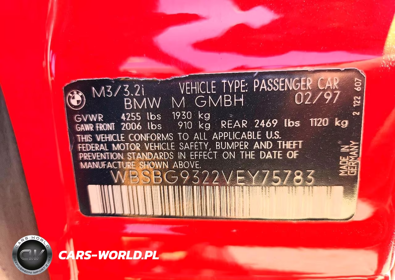 1997 BMW M3 VIN:WBSBG9322VEY75783 - 12