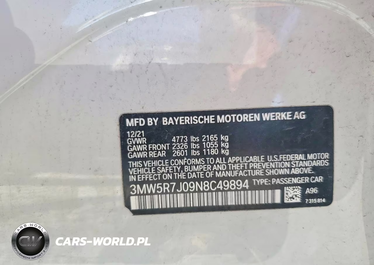 2022 BMW 330Xi VIN:3MW5R7J09N8C49894 - 12