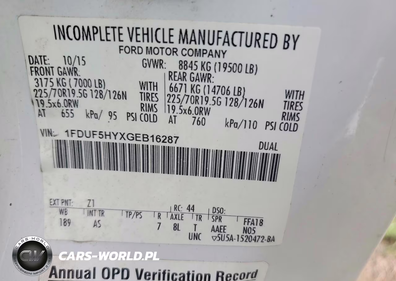 2016 Ford F550 Super Duty VIN:1FDUF5HYXGEB16287 - 12