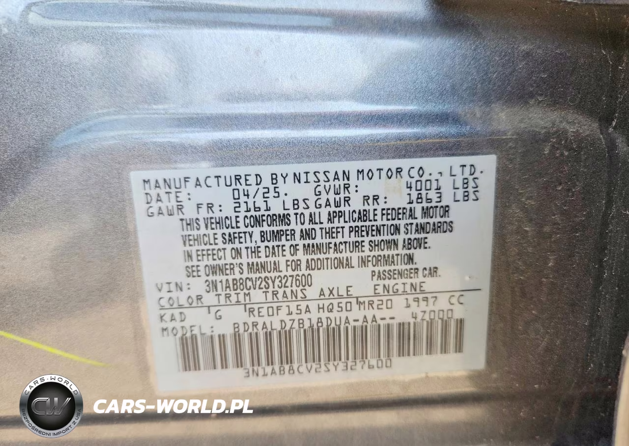 2025 Nissan Sentra Sv VIN:3N1AB8CV2SY327600 - 12
