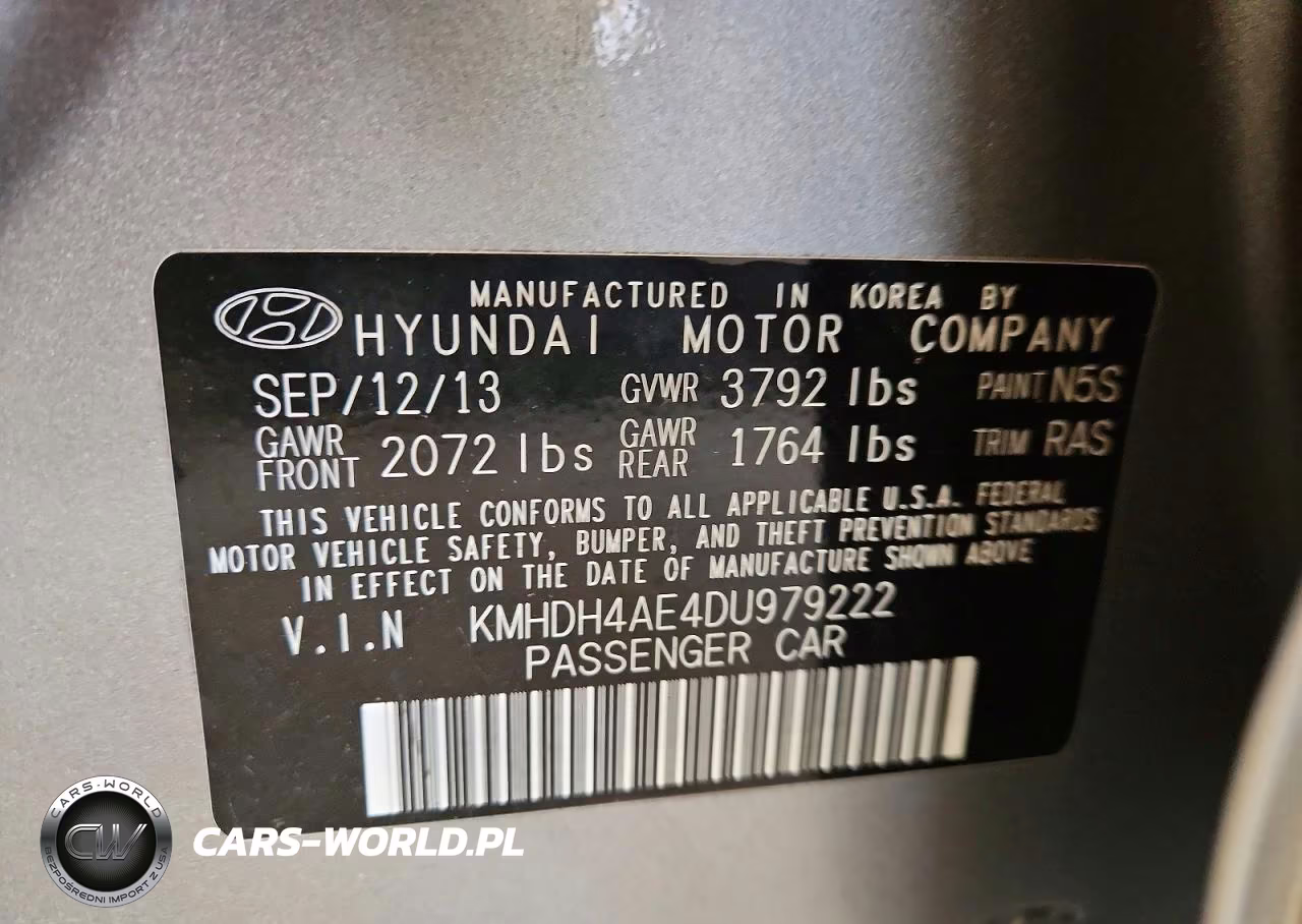 2013 Hyundai Elantra Gls VIN:KMHDH4AE4DU979222 - 12
