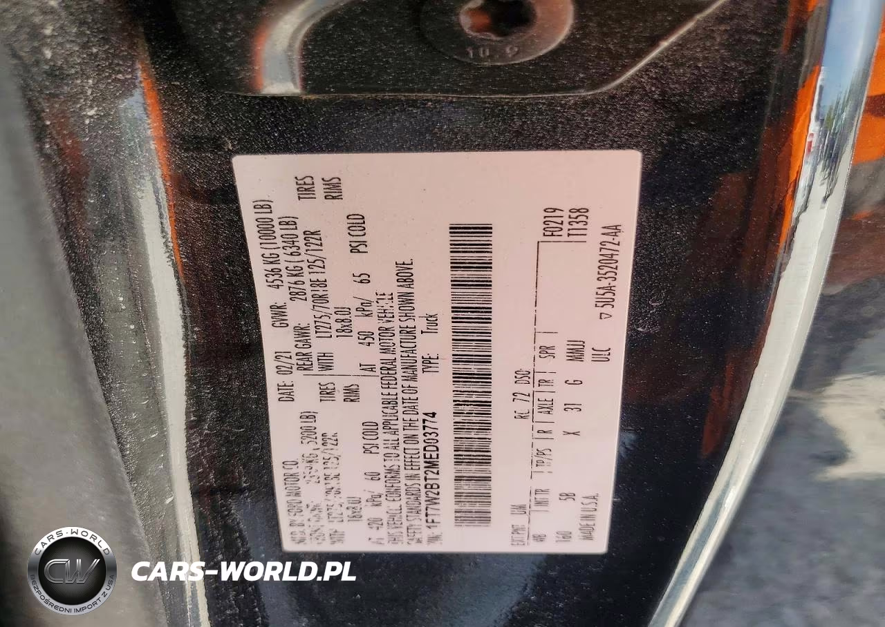2021 Ford F250 Super Duty VIN:1FT7W2BT2MED03774 - 12