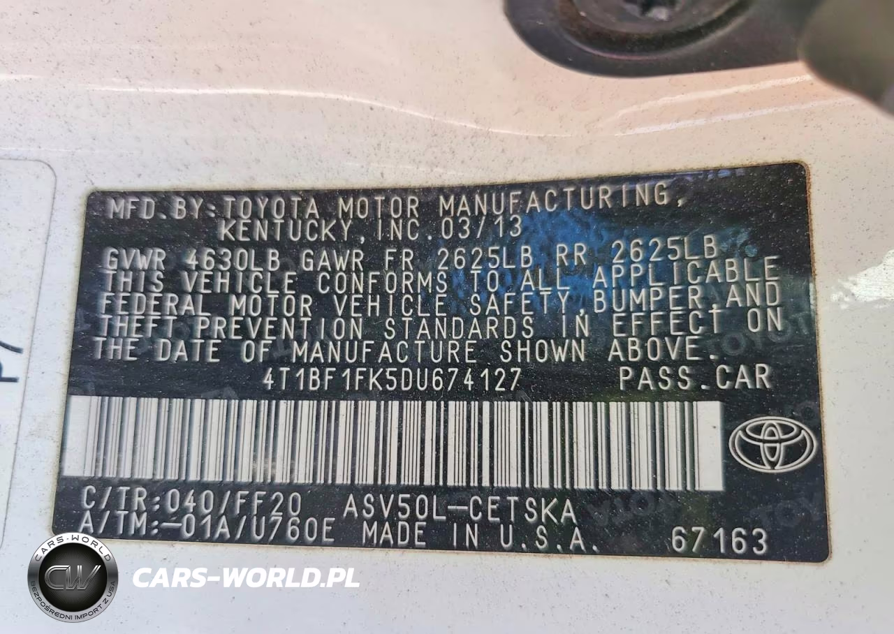 2013 Toyota Camry Se VIN:4T1BF1FK5DU674127 - 12
