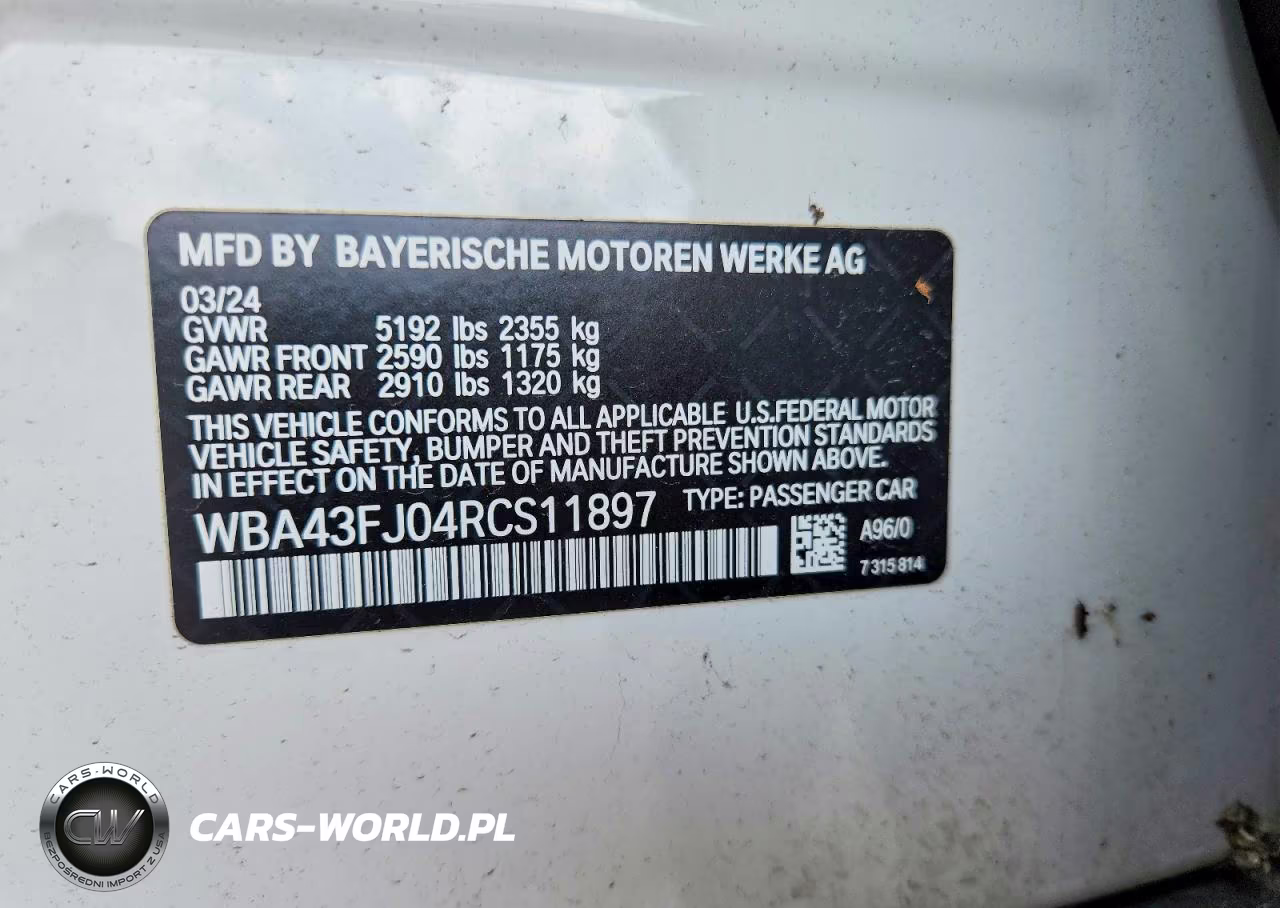 2024 BMW 530 I VIN:WBA43FJ04RCS11897 - 12