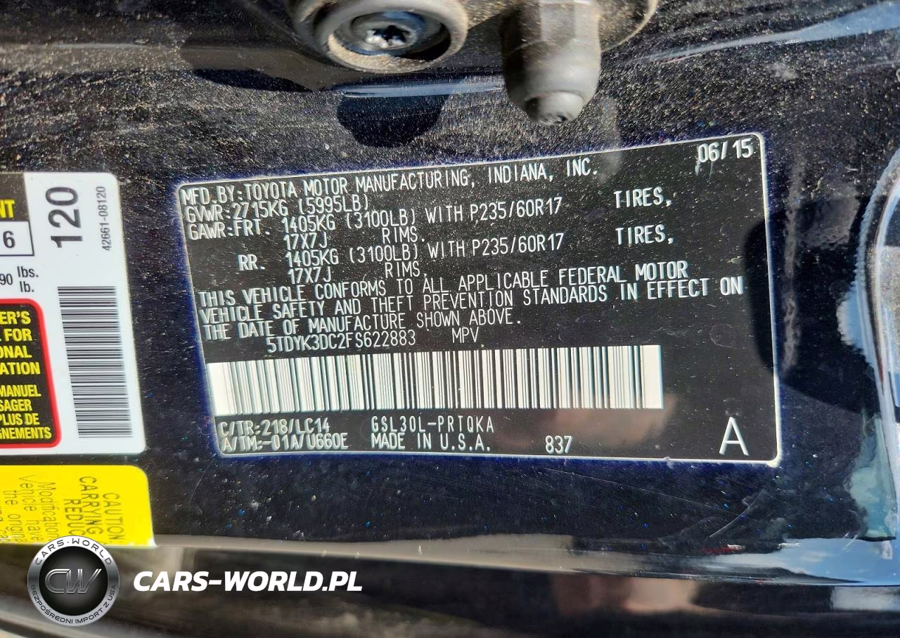 2015 Toyota Sienna Xle 8-Passenger VIN:5TDYK3DC2FS622883 - 13