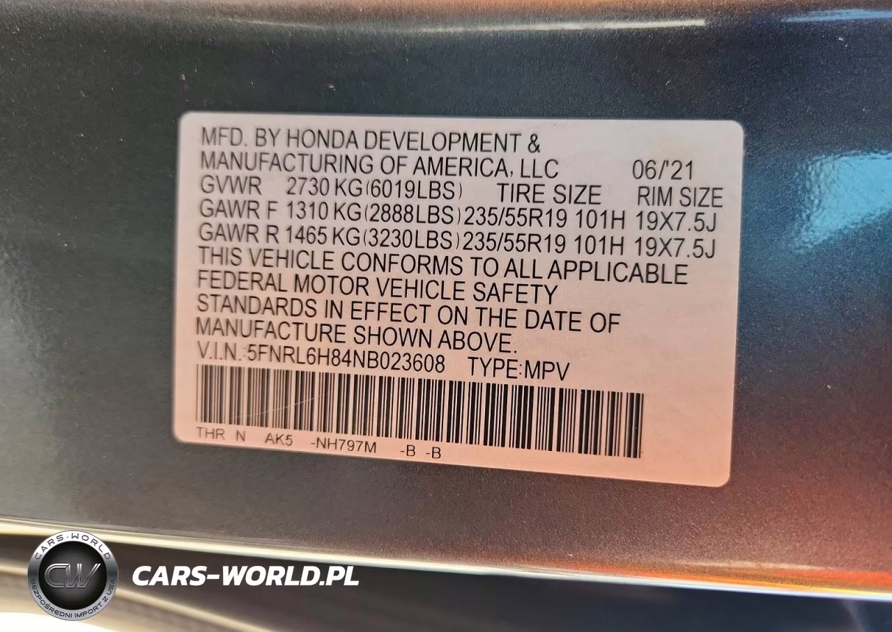 2022 Honda Odyssey Touring VIN:5FNRL6H84NB023608 - 13