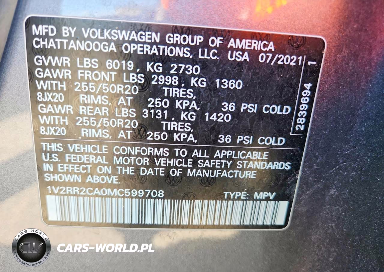 2021 Volkswagen Atlas Se VIN:1V2RR2CA0MC599708 - 13
