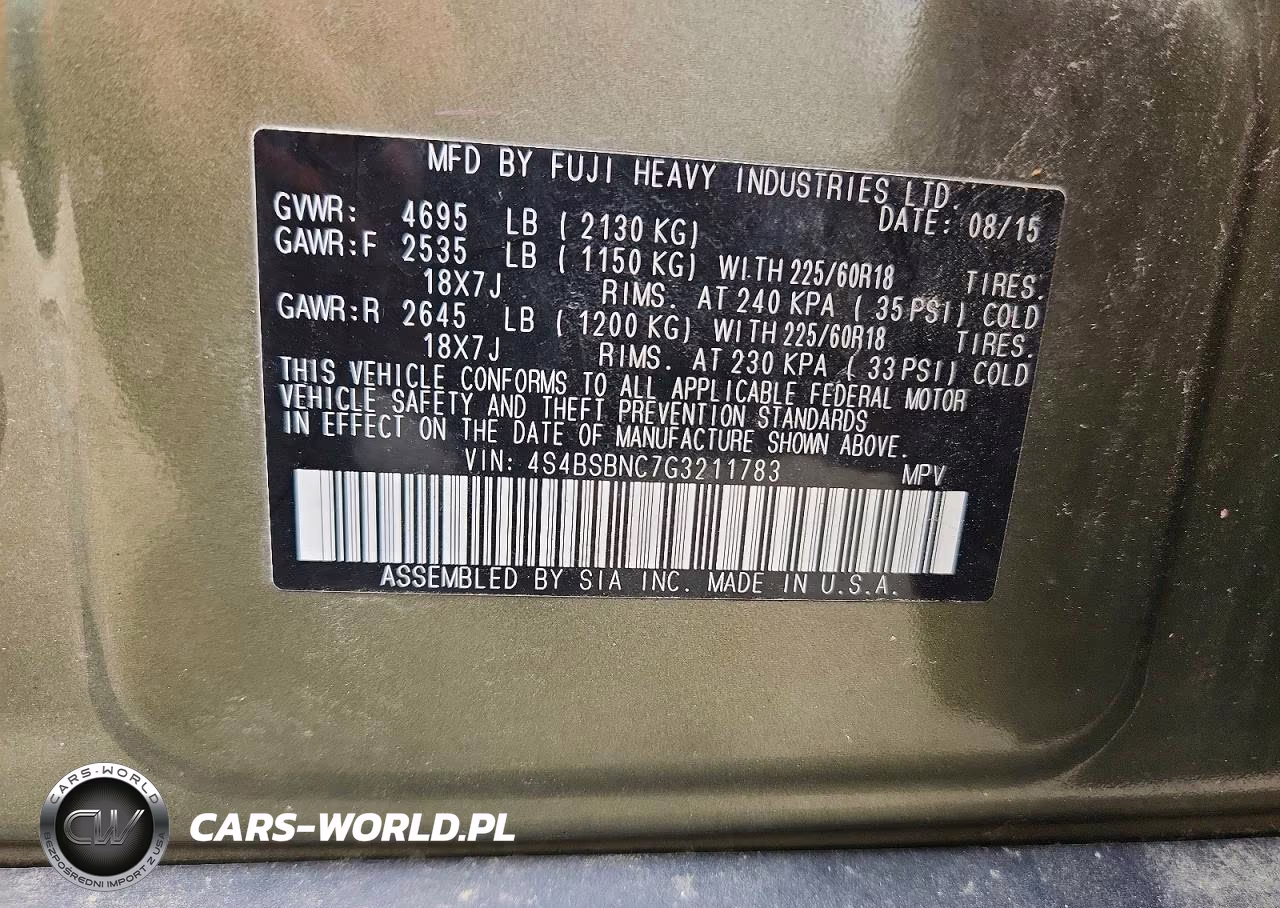 2016 Subaru Outback 2.5I Limited VIN:4S4BSBNC7G3211783 - 12