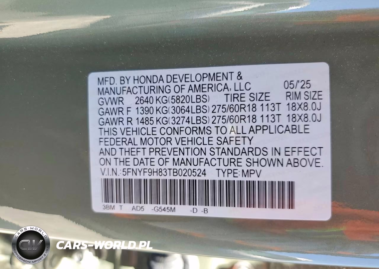 2026 Honda Passport Trailsport Elite VIN:5FNYF9H83TB020524 - 12
