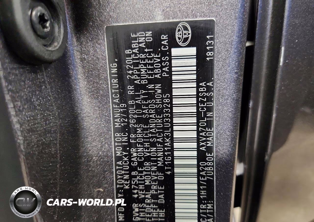 2020 Toyota Camry Se VIN:4T1G11AK3LU333285 - 12