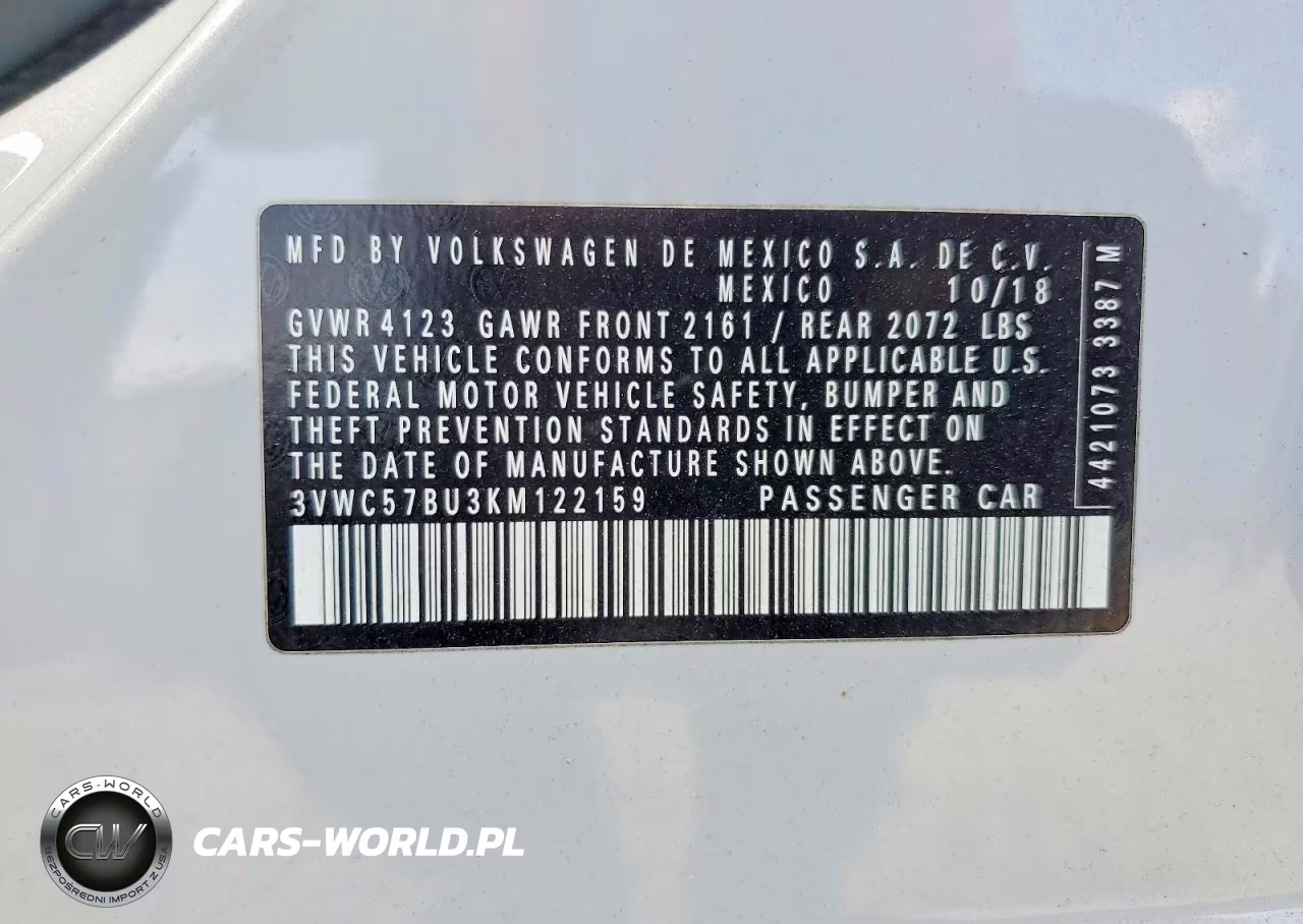 2019 Volkswagen Jetta S VIN:3VWC57BU3KM122159 - 12
