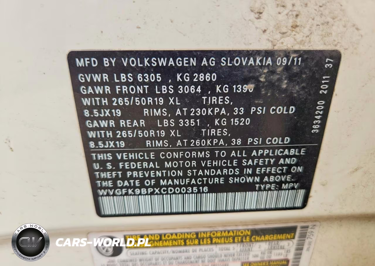 2012 Volkswagen Touareg V6 Tdi VIN:WVGFK9BPXCD003516 - 13