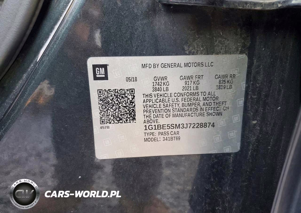 2018 Chevrolet Cruze Lt VIN:1G1BE5SM3J7228874 - 12
