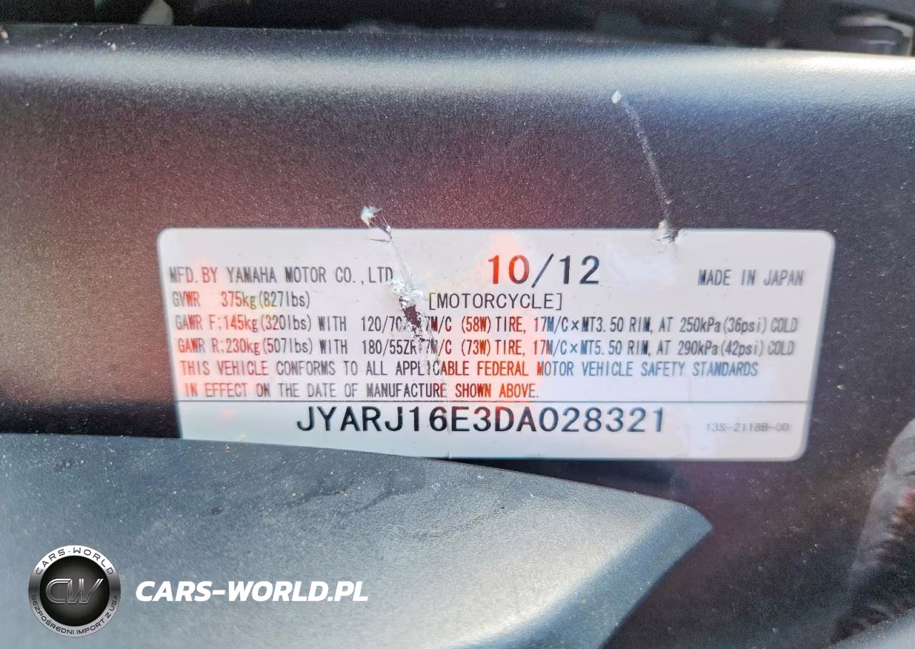 2013 Yamaha Yzfr6 VIN:JYARJ16E3DA028321 - 9