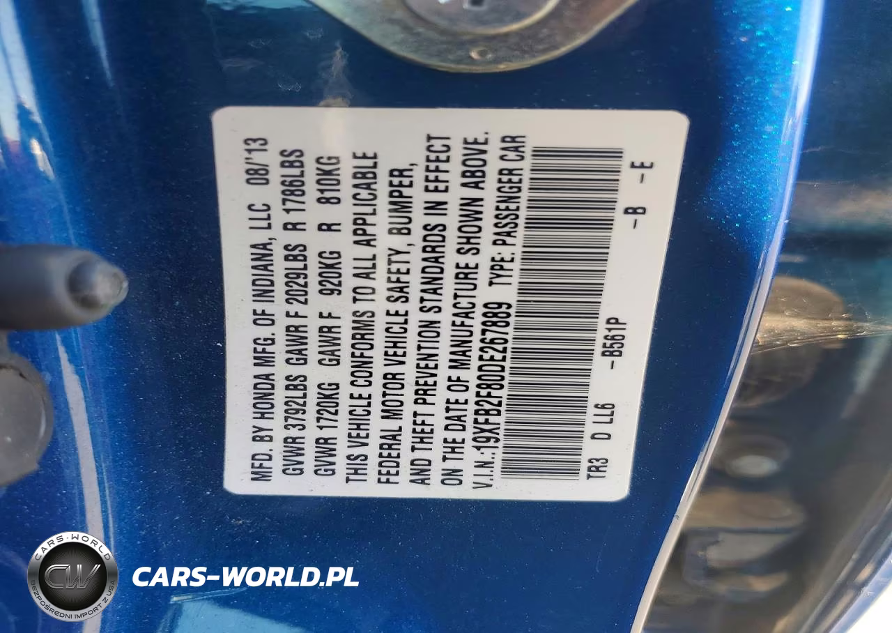 2013 Honda Civic Ex VIN:19XFB2F80DE267889 - 12