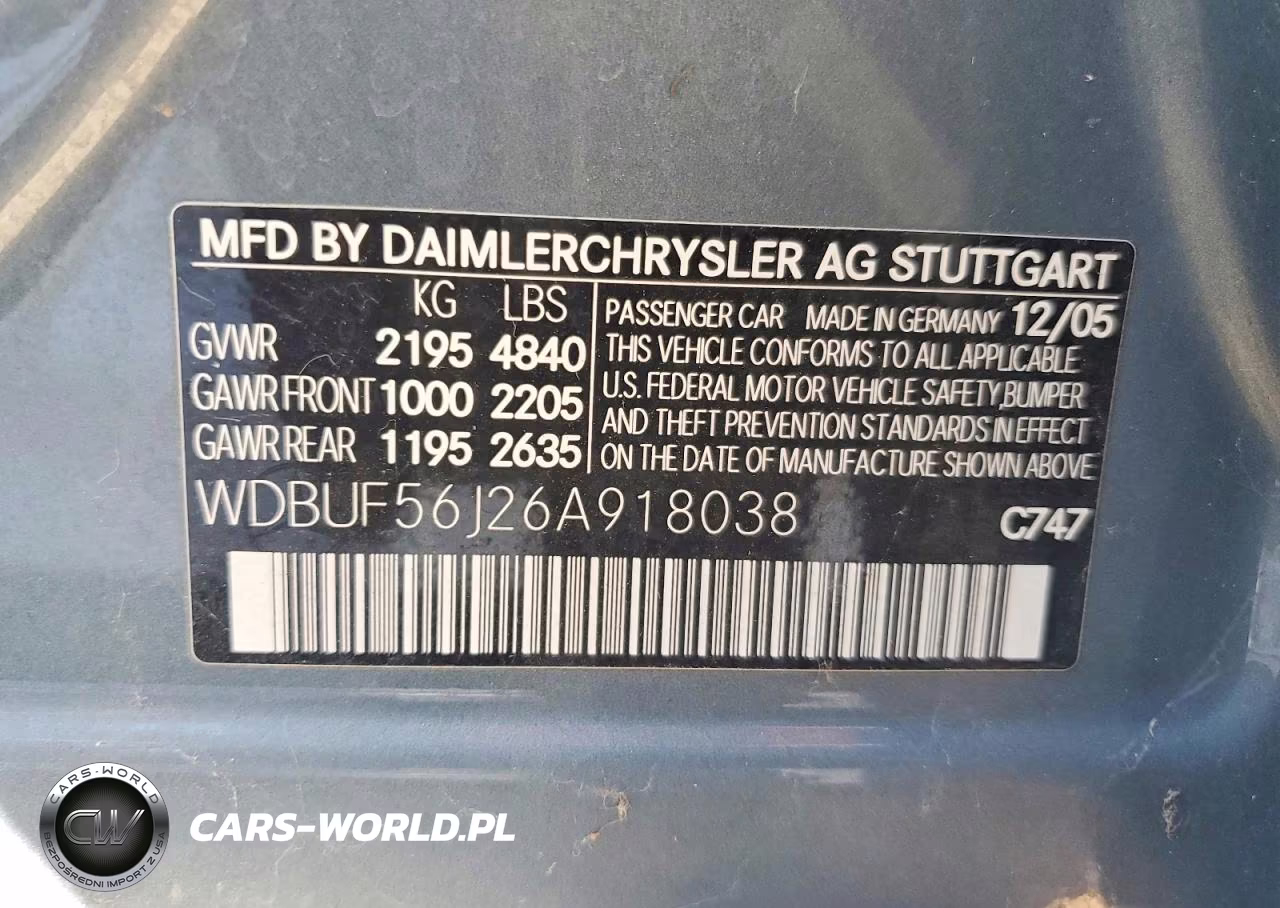 2006 Mercedes-Benz E 350 VIN:WDBUF56J26A918038 - 12