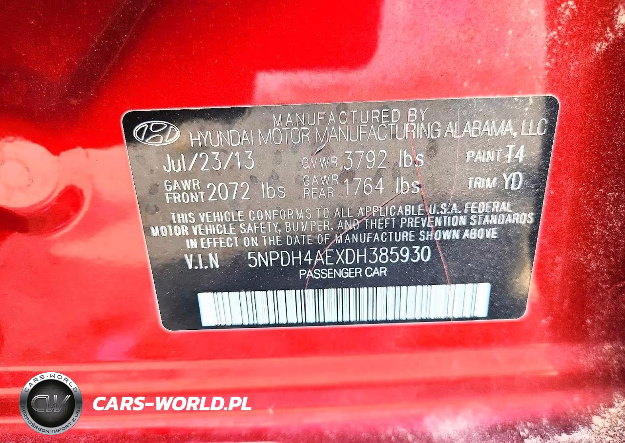 2013 Hyundai Elantra Gls VIN:5NPDH4AEXDH385930 - 12