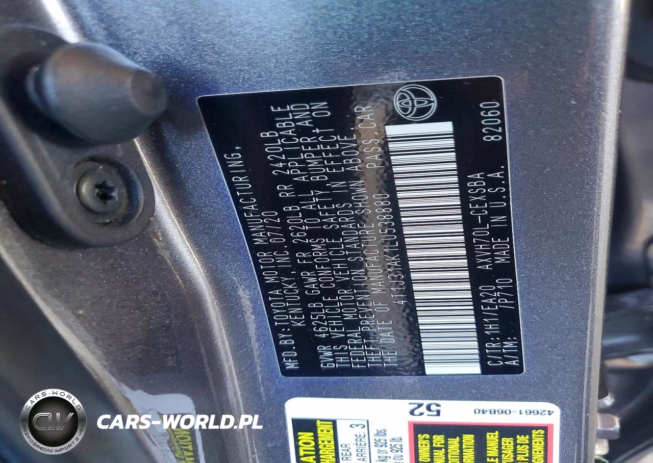 2020 Toyota Camry Se VIN:4T1J31AK1LU538880 - 12
