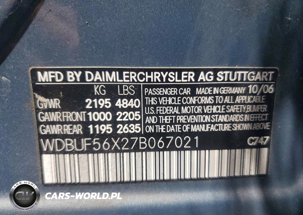 2007 Mercedes-Benz E 350 VIN:WDBUF56X27B067021 - 12